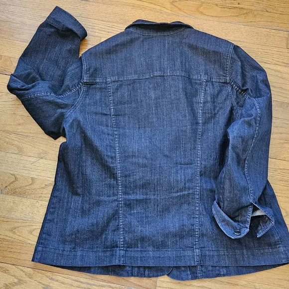 Croft & Barrow Casual Jean Jacket, Womens Plus 1X Dark Wash Denim - Picture 7 of 13